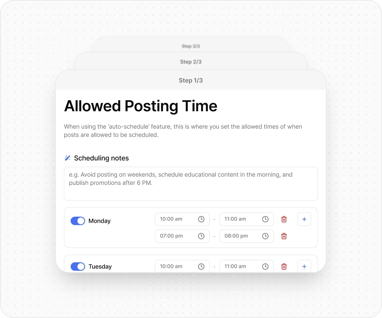 Setting a client&rsquo;s allowed posting times during onboarding
